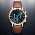  Shop Authentic Daniel Wellington Iconic Chronograph Blue Dial Brown Leather Strap Watch For Men - DW00100639 - Luxxuri