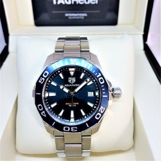  Shop Authentic Tag Heuer Aquaracer Blue Dial Quartz Silver Steel Strap Watch for Men - WAY111C.BA0928 - Luxxuri