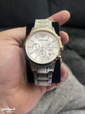  Shop Authentic Emporio Armani Renato Chronograph Quartz Silver Dial Two Tone Steel Strap Watch For Men - AR11076 - Luxxuri