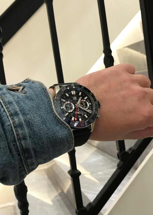  Shop Authentic Tag Heuer Carrera Automatic Chronograph Steel & Ceramic Black Dial Black Rubber Strap Watch for Men - CBG2A1Z.FT6157 - Luxxuri