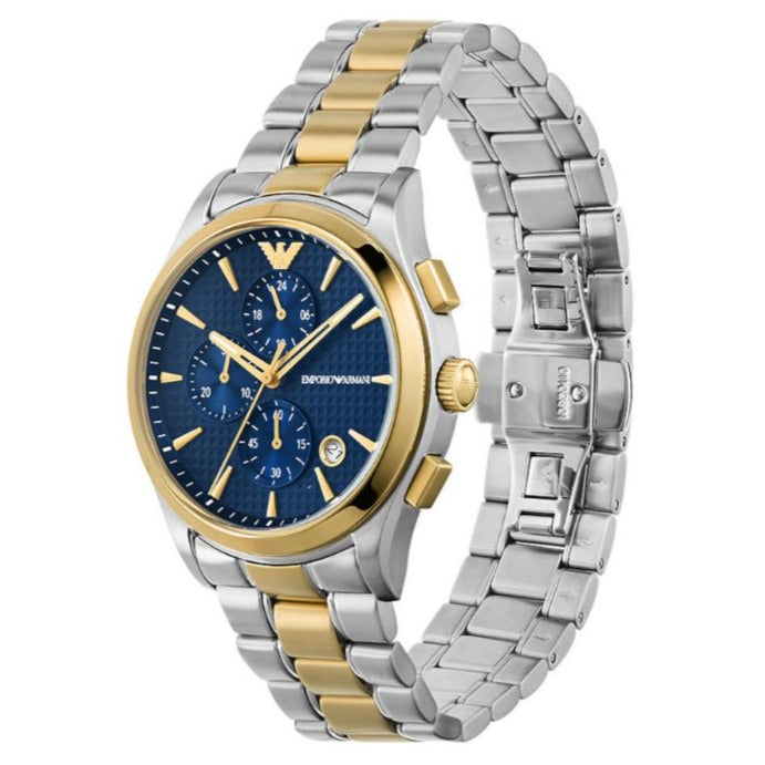  Shop Authentic Emporio Armani Paolo Chronograph Blue Dial Two Tone Steel Strap Watch For Men - AR11579 - Luxxuri