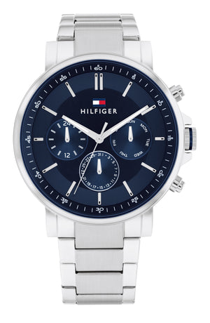  Shop Authentic Tommy Hilfiger Tyson Chronograph Blue Dial Silver Steel Strap Watch For Men - 1710588 - Luxxuri