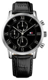 Shop Authentic Tommy Hilfiger Kane Quartz Black Dial Black Leather Strap Watch for Men - 1791401 - Luxxuri