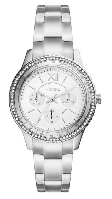  Shop Authentic Fossil Stella Sport Multifunction Silver Dial Silver Steel Strap Watch for Women - ES5108 - Luxxuri