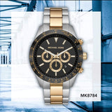  Shop Authentic Michael Kors Layton Chronograph Black Dial Two Tone Steel Strap Watch For Men - MK8913 - Luxxuri