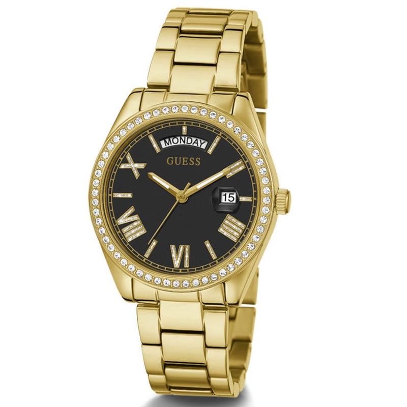  Shop Authentic Guess Luna Diamonds Black Dial Gold Steel Strap Watch for Women - GW0307L2 - Luxxuri