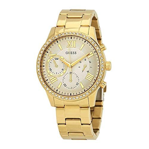 Shop Authentic Guess Solar Chronograph Diamonds White Dial Gold Steel Strap Watch for Women - W1069L2 - Luxxuri
