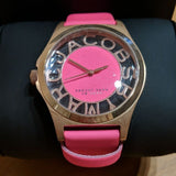  Shop Authentic Marc Jacobs Henry Skeleton Pink Dial Pink Leather Strap Watch for Women - MBM1243 - Luxxuri