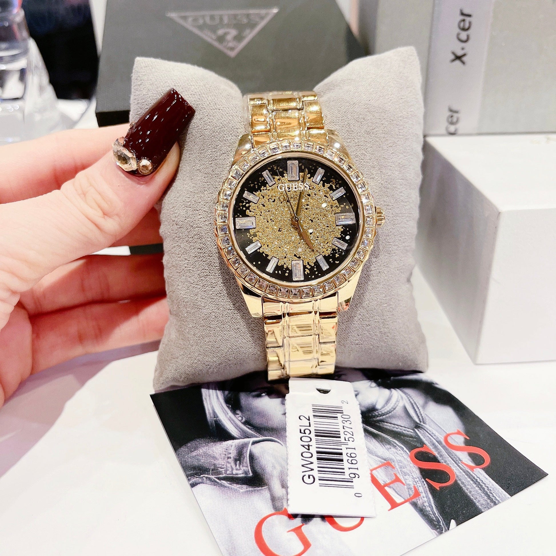  Shop Authentic Guess Night Life Diamonds Black Dial Gold Steel Strap Watch for Women - GW0405L2 - Luxxuri