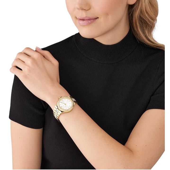  Shop Authentic Michael Kors Lenox Three Hand Silver Dial Gold Steel Strap Watch For Women - MK7361 - Luxxuri