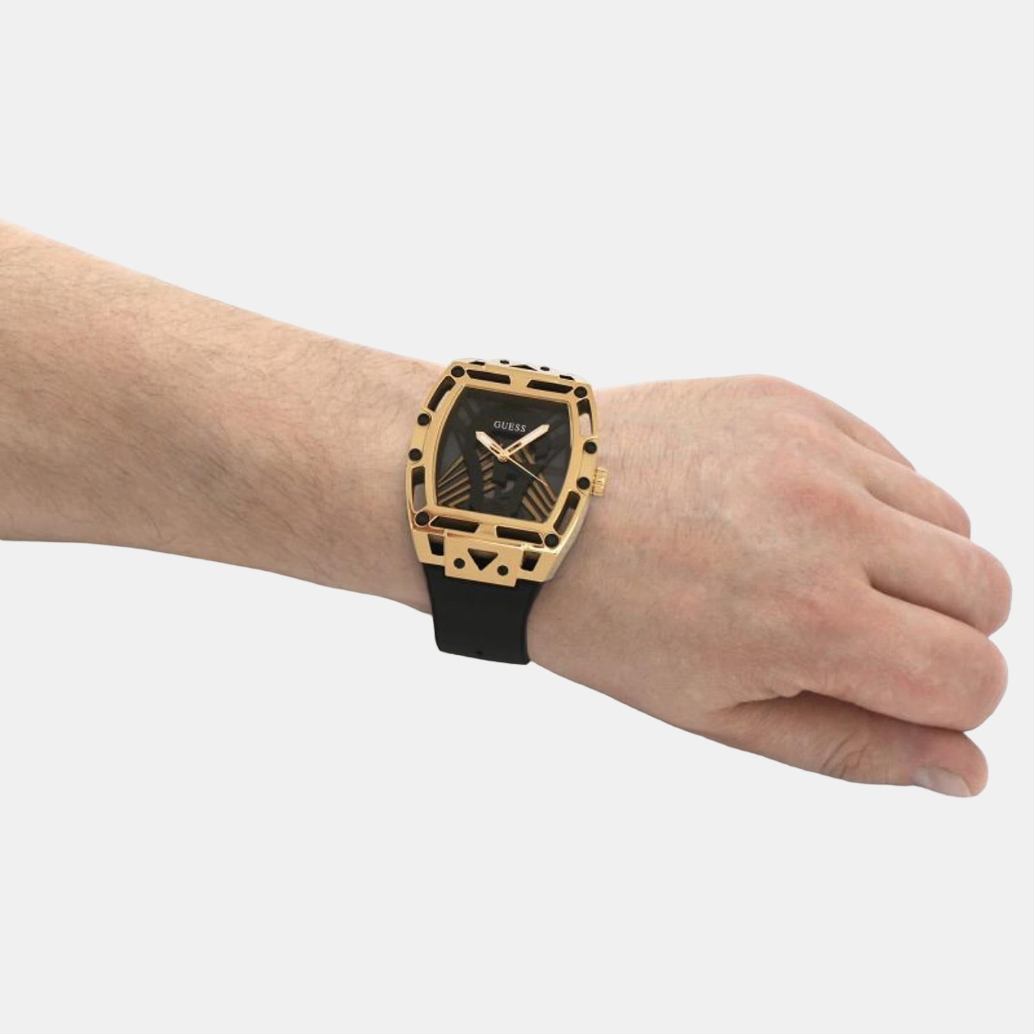 Guess Legend Black Dial Black Rubber Strap Watch For Men - GW0500G1