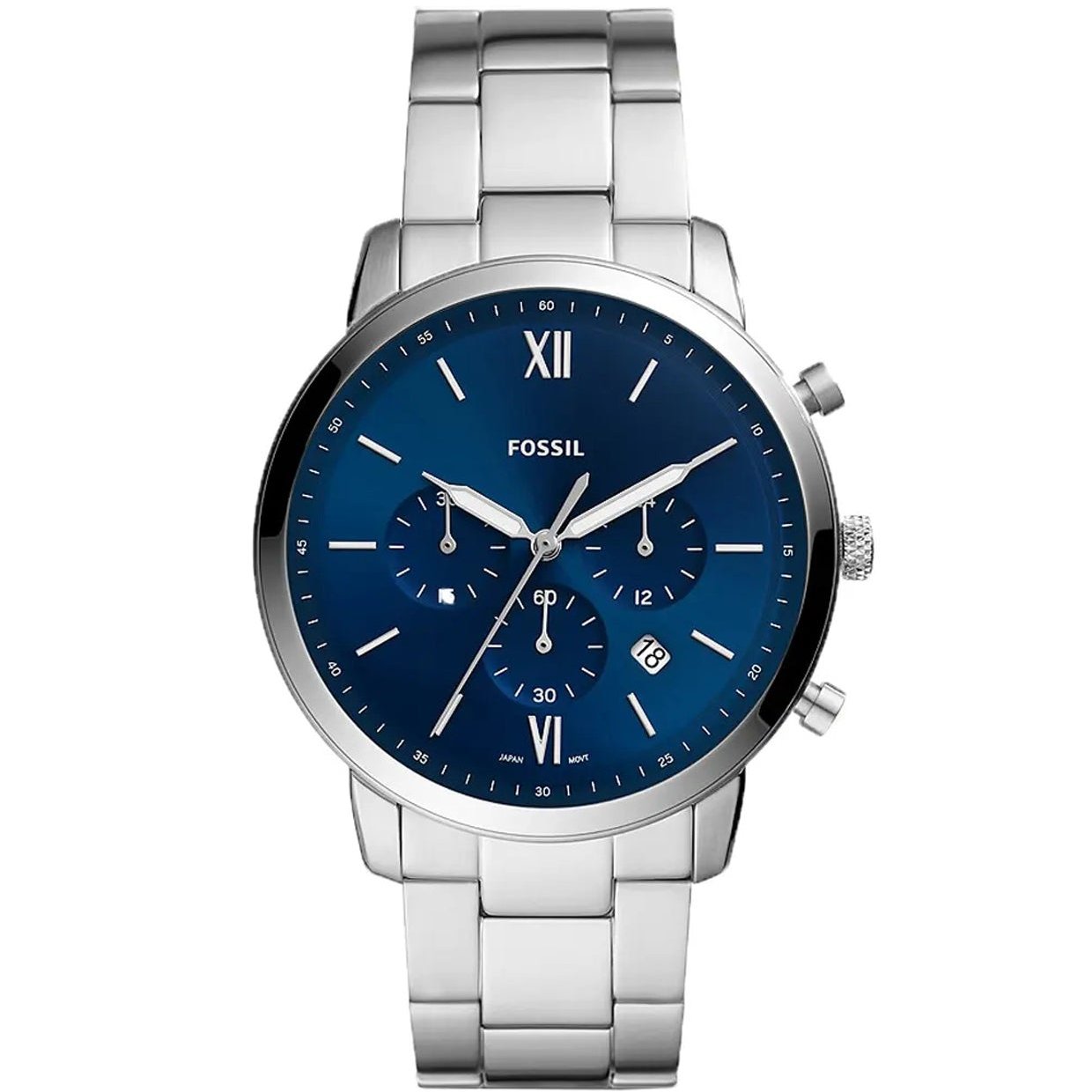  Shop Authentic Fossil Neutra Chronograph Blue Dial Silver Steel Strap Watch for Men - FS5792 - Luxxuri