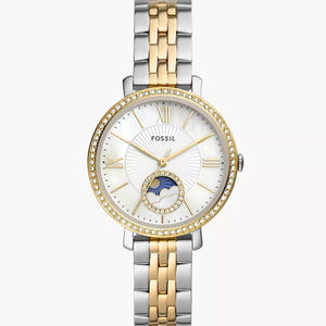  Shop Authentic Fossil Jacqueline Analog Moonphase Mother of Pearl White Dial Two Tone Steel Strap Watch for Women - ES5166 - Luxxuri