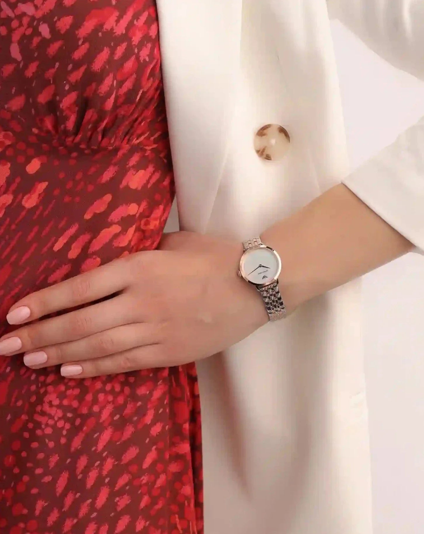  Shop Authentic Emporio Armani Modern Slim Analog Mother of Pearl Dial Two Tone Steel Strap Watch For Women - AR11157 - Luxxuri