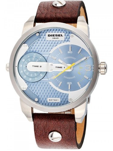  Shop Authentic Diesel Mini Daddy LIght Blue Dial Brown Leather Strap Watch For Men - DZ7321 - Luxxuri