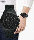  Shop Authentic Fossil Forrester Chronograph Black Dial Black Steel Strap Watch for Men - FS5697 - Luxxuri