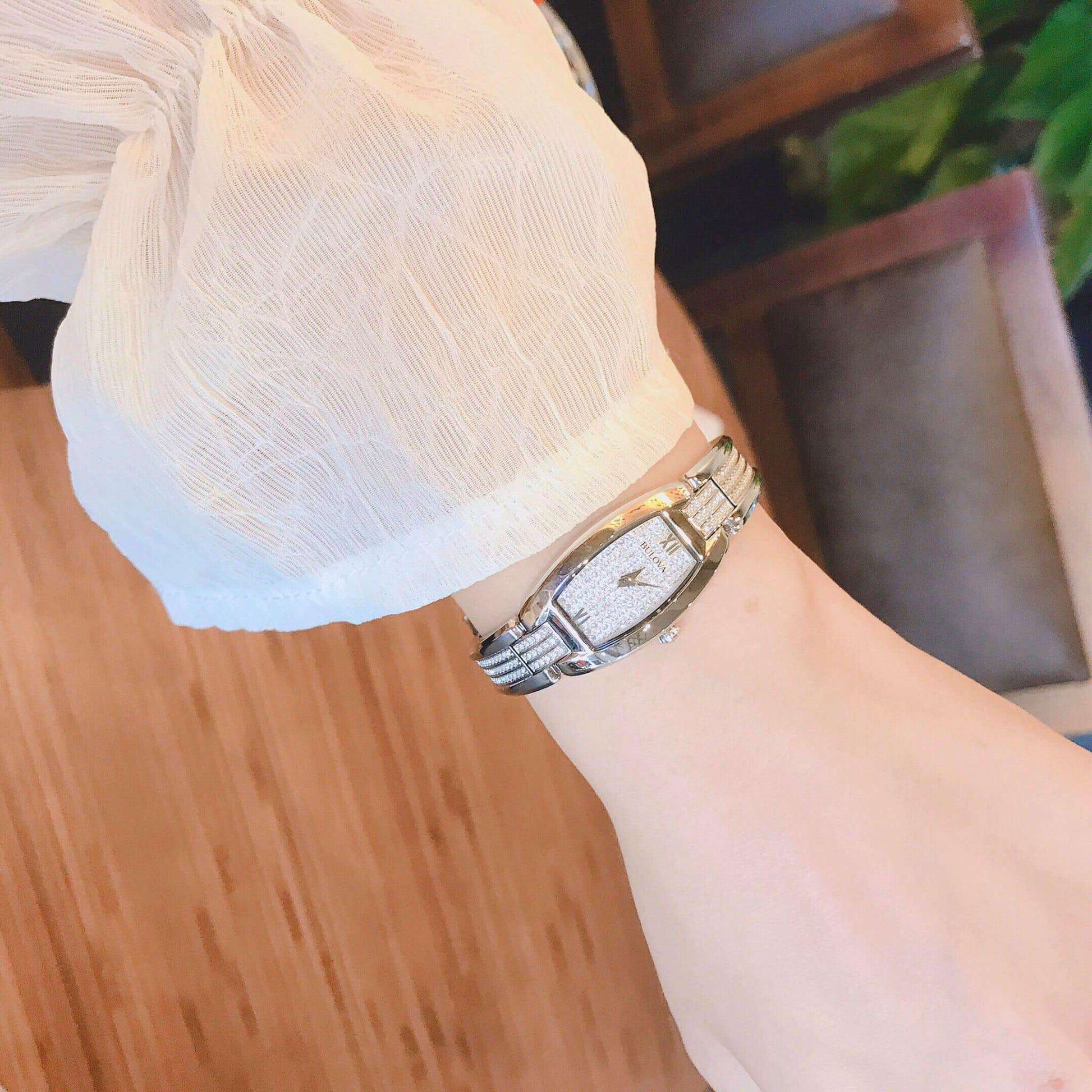  Shop Authentic Bulova Crystal Collection Silver Dial Silver Steel Strap Watch for Women - 96L235 - Luxxuri