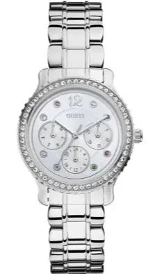  Shop Authentic Guess Enchanting Diamonds Silver Dial Silver Steel Strap Watch for Women - W0305L1 - Luxxuri
