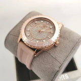  Shop Authentic Michael Kors Runway Three Hand Crystal Pave Dial Pink Rubber Strap Watch For Women - MK6854 - Luxxuri