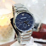  Shop Authentic Emporio Armani Renato Chronograph Blue Dial Silver Steel Strap Watch For Men - AR2486 - Luxxuri