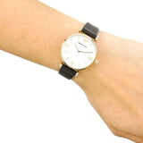  Shop Authentic Emporio Armani Gianni T-Bar Quartz Mother of Pearl Dial Black Leather Strap Watch For Women - AR1910 - Luxxuri
