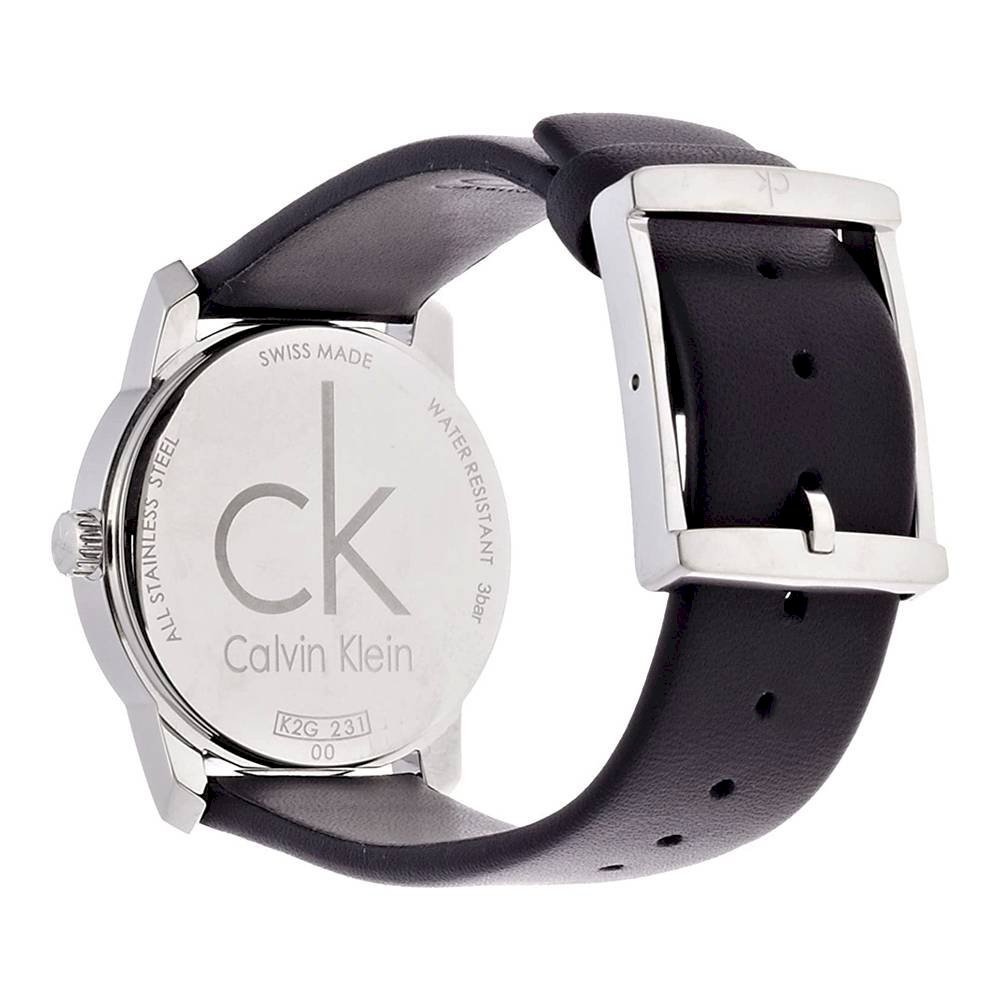  Shop Authentic Calvin Klein City Silver Dial Black Leather Strap Watch For Women - K2G231C6 - Luxxuri