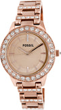  Shop Authentic Fossil Jesse Crystal Rose Gold Dial Rose Gold Steel Strap Watch for Women - ES3020 - Luxxuri