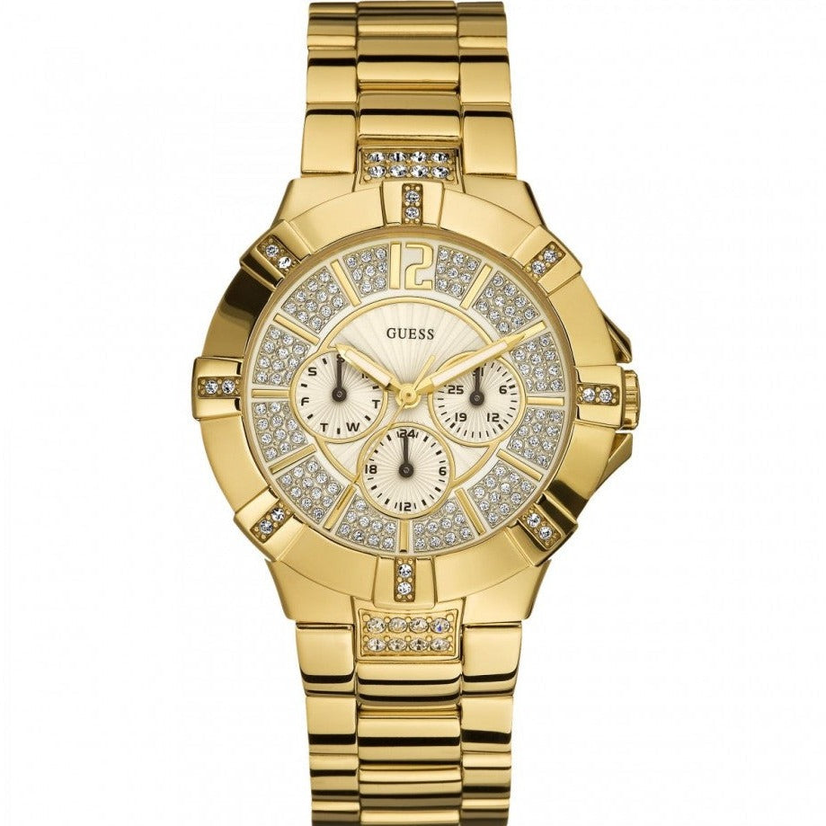  Shop Authentic Guess Vista Diamonds Gold Dial Gold Steel Strap Watch for Women - W13573L1 - Luxxuri