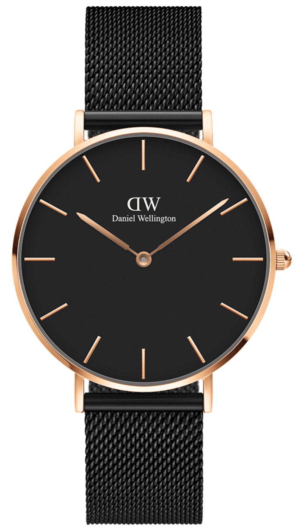  Shop Authentic Daniel Wellington Petite Ashfield Black Dial Black Mesh Strap Watch For Women - DW00100245 - Luxxuri