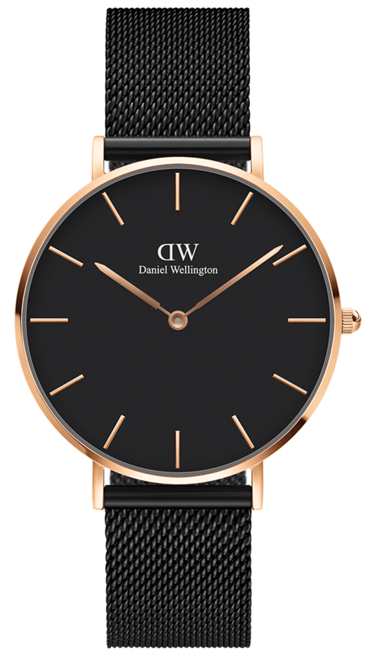  Shop Authentic Daniel Wellington Petite Ashfield Black Dial Black Mesh Strap Watch For Women - DW00100245 - Luxxuri