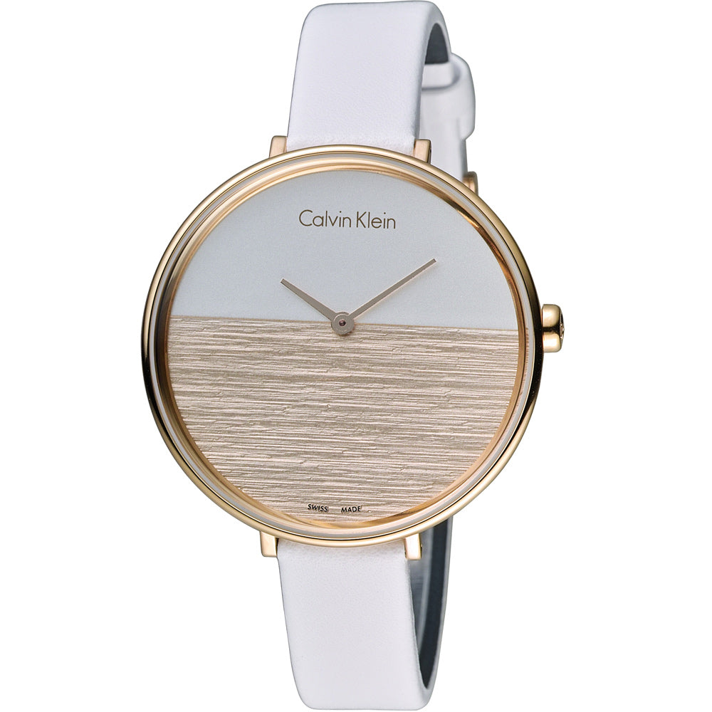  Shop Authentic Calvin Klein Rise White Dial White Leather Strap Watch for Women - K7A236LH - Luxxuri