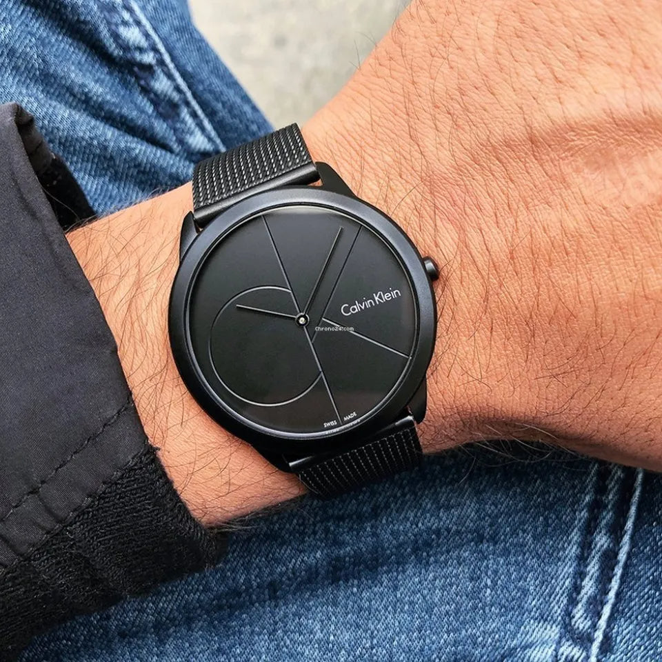 Shop Authentic Calvin Klein Minimal Black Dial Black Mesh Bracelet Watch for Women - K3M524B1 - Luxxuri