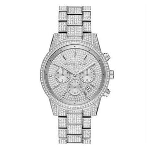  Shop Authentic Michael Kors Ritz Chronograph Crystals Silver Dial Silver Steel Strap Watch for Women - MK6746 - Luxxuri