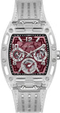 Shop Authentic Guess Phoenix Quartz Burgundy Dial Transparent Silicone Strap Watch For Men - GW0499G9 - Luxxuri