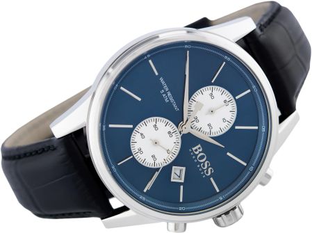  Shop Authentic Hugo Boss Jet Blue Dial Black Leather Strap Watch for Men - 1513283 - Luxxuri