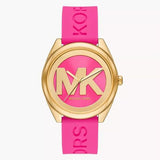  Shop Authentic Michael Kors Janelle Quartz Pink Dial Pink Rubber Strap Watch For Women - MK7349 - Luxxuri