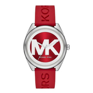  Shop Authentic Michael Kors Janelle Three Hand Red Dial Red Rubber Strap Watch For Women - MK7144 - Luxxuri