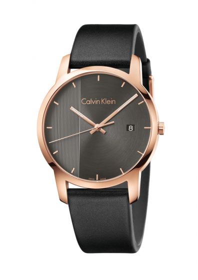  Shop Authentic Calvin Klein City Quartz Grey Dial Black Leather Strap Watch for Men - K2G2G6C3 - Luxxuri
