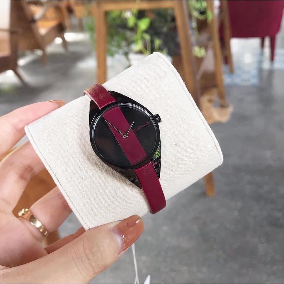  Shop Authentic Calvin Klein Rebel Red Black Dial Red Leather Strap Watch for Women - K8P237U1 - Luxxuri