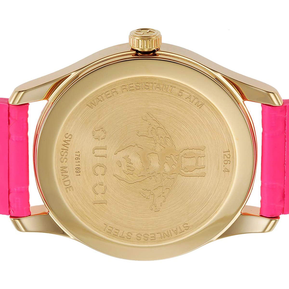  Shop Authentic Gucci G Timeless Quartz Pink Dial Pink Leather Strap Watch For Women - YA1264115 - Luxxuri