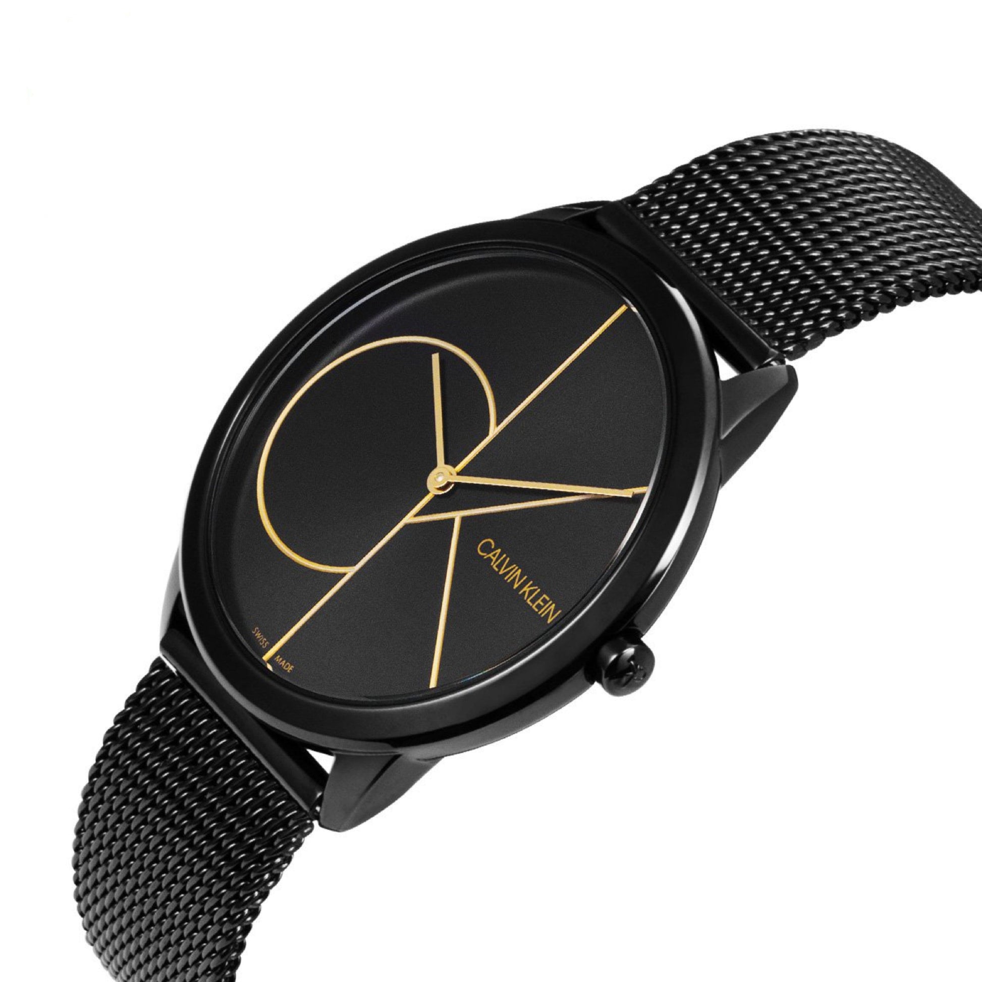  Shop Authentic Calvin Klein Minimal Black Dial Black Mesh Bracelet Watch for Men - K3M214X1 - Luxxuri