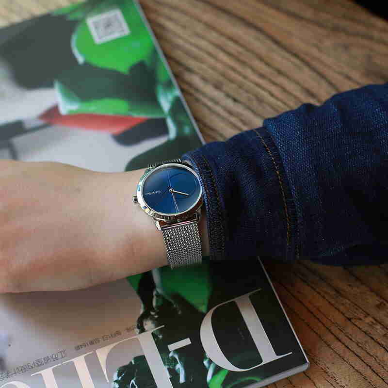  Shop Authentic Calvin Klein Minimal Blue Dial Silver Mesh Bracelet Watch for Men - K3M2112N - Luxxuri