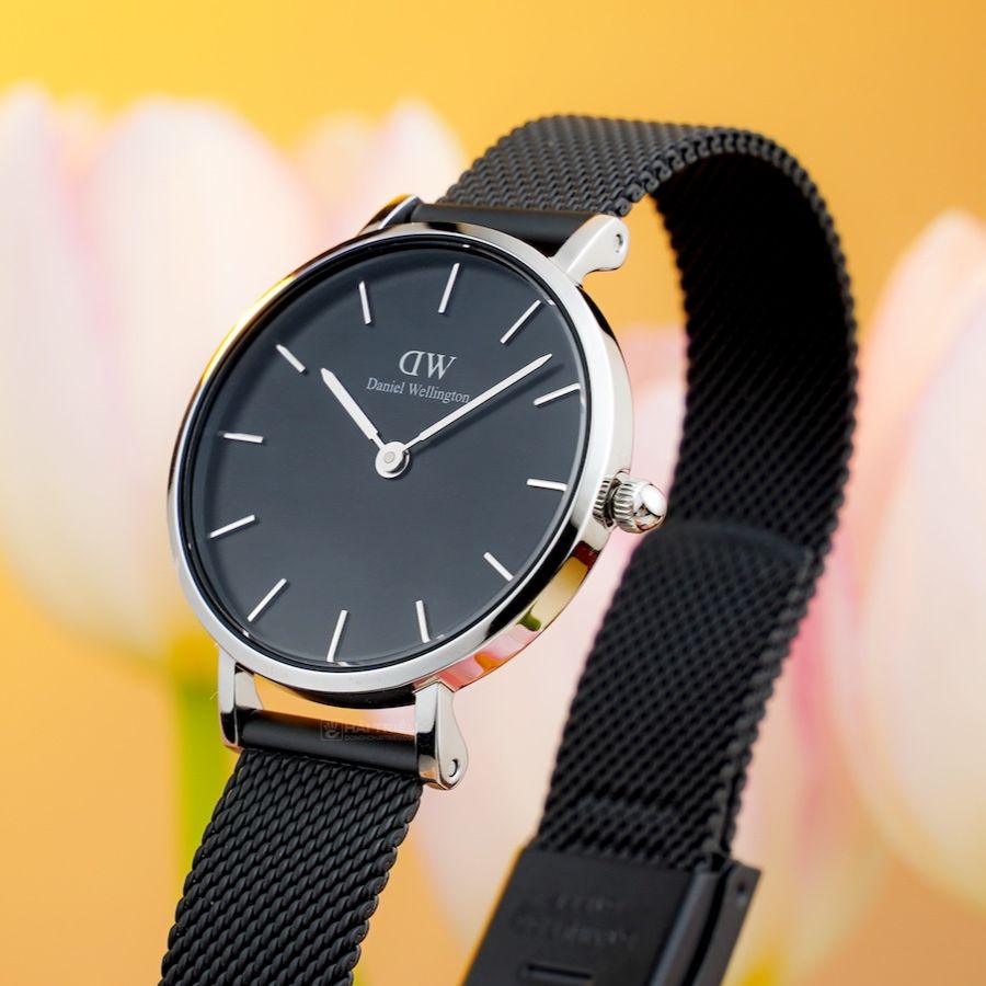  Shop Authentic Daniel Wellington Petite Ashfield Black Dial Black Mesh Strap Watch For Women - DW00100246 - Luxxuri