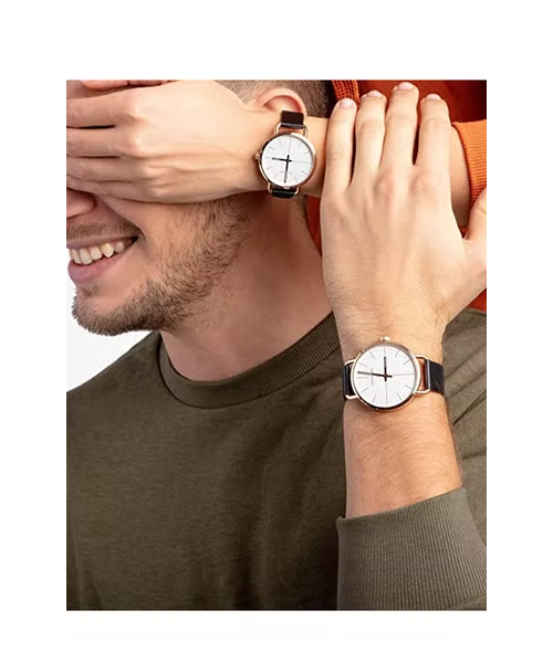  Shop Authentic Calvin Klein Even White Dial Black Leather Strap Watch for Women - K7B216C6 - Luxxuri