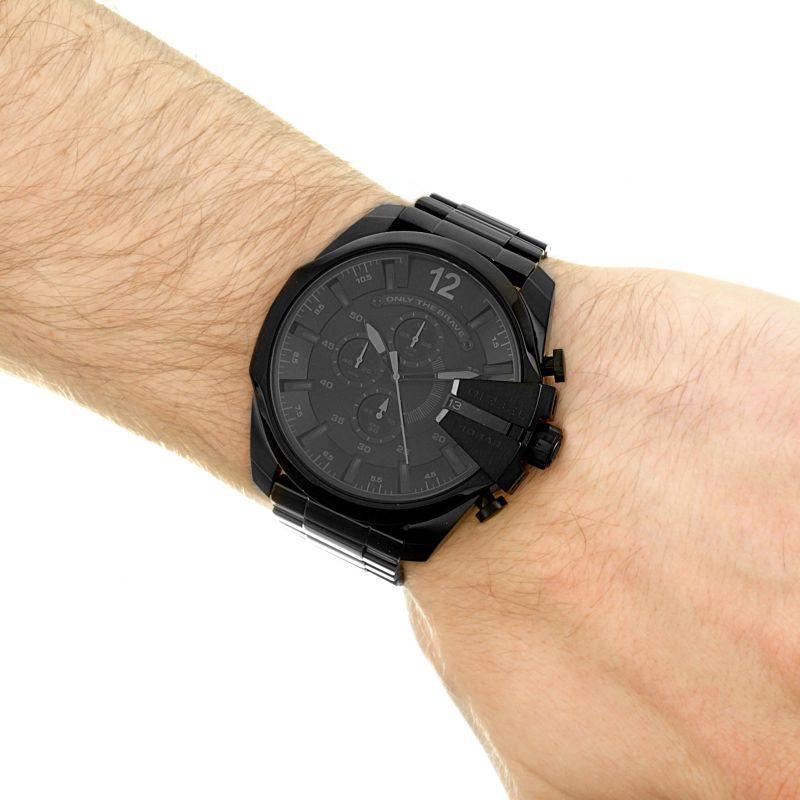  Shop Authentic Diesel Mega Chief Chronograph Black Dial Black Stainless Steel Watch For Men - DZ4355 - Luxxuri