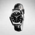  Shop Authentic Emporio Armani Valente Black Dial Black Leather Strap Watch For Men - AR0643 - Luxxuri
