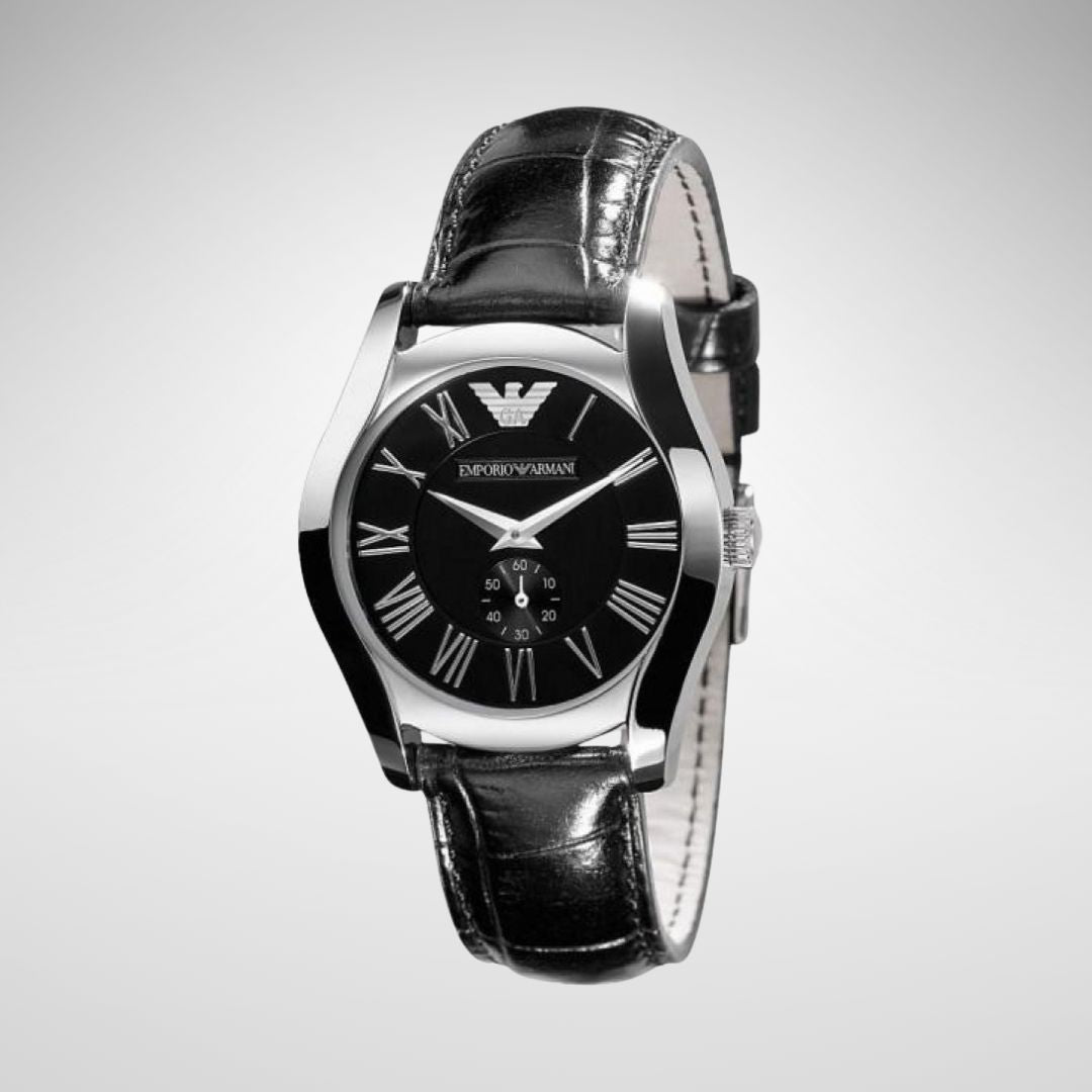  Shop Authentic Emporio Armani Valente Black Dial Black Leather Strap Watch For Men - AR0643 - Luxxuri