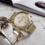  Shop Authentic Emporio Armani Aviator Chronograph Quartz Beige Dial Gold Mesh Bracelet Watch For Men - AR11315 - Luxxuri