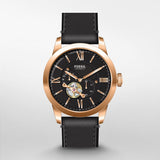 Shop Authentic Fossil Townsman Automatic Black Dial Black Leather Strap Watch for Men - ME3170 - Luxxuri