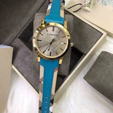 Shop Authentic Burberry Heritage Gold Dial Blue Leather Strap Watch for Women - BU9112 - Luxxuri